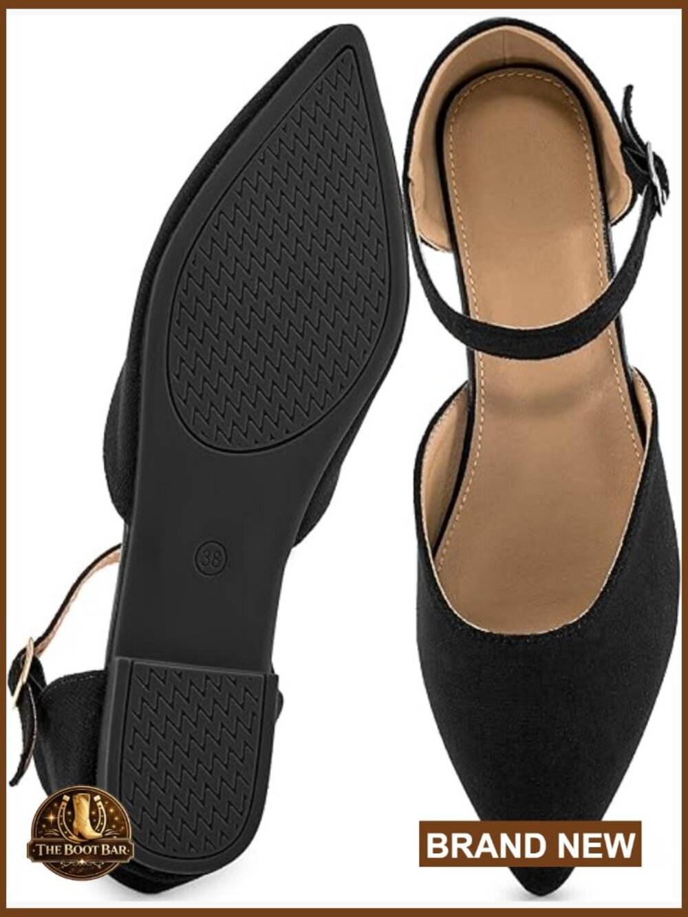 Pointed Toe Ballet Flats Ankle Strap Dressy Casual Comfortable Work Wedding